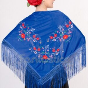 MANTON NEGRO CON FLORES DE COLORES MUJER